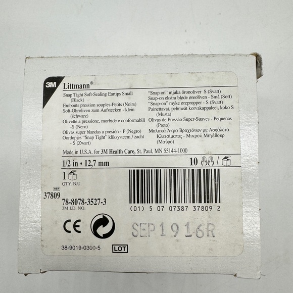 Littmann snap tight soft sealing eartips for stethoscope -small-Pack of 10 pairs - Picture 4 of 4